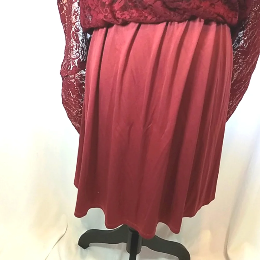 LuLaRoe Women's Gradient Wide Elastic Band Burgandy to Silver Lace Skirt Size XL